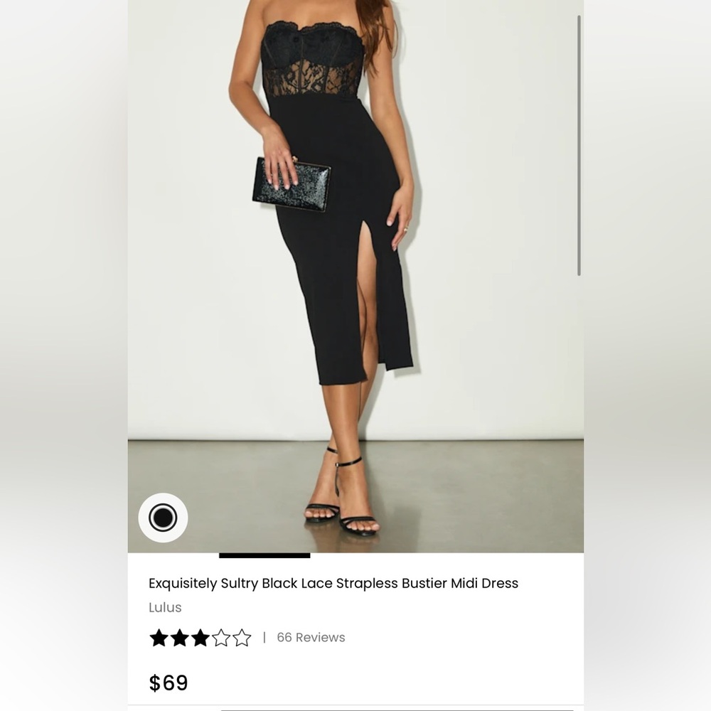 Lulu's Black Lace Strapless Midi Dress